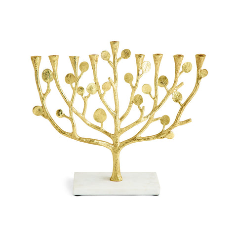 Botanical Leaf Gold Menorah