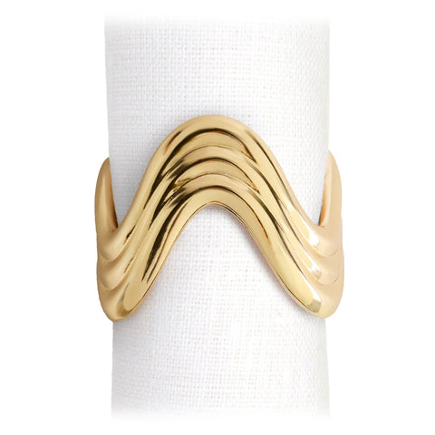 Ripple Napkin Rings Gold-Set of Four