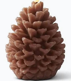 Brown Wax LED Pinecone Flicker Flame Candle w/Timer Medium