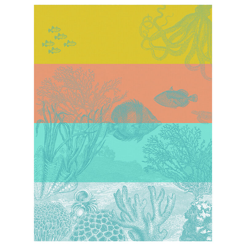 Tea towel Sous l'océan Cotton- Orange