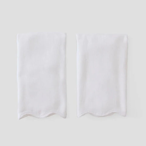 Scallop Powder Bath Towels (pair)-White