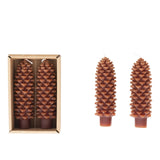 Unscented Pinecone Shaped Taper Candles, Brown, Boxed Set of 2 Small