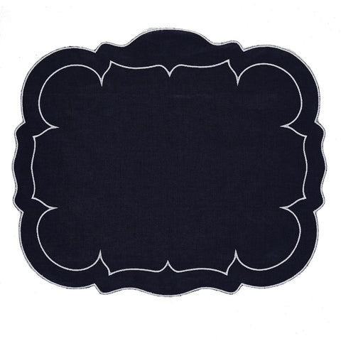 Linho Scalloped Rectangle Placemats, Set/4