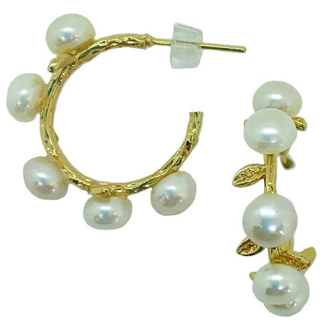 Small Gold Pearl Hoops