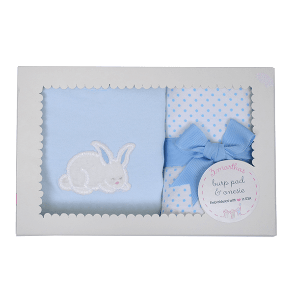 Blue Bunny Onesie & Burp Pad Set