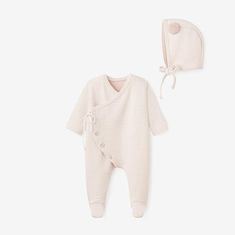 Pink Stripe Kimono Jump Set- 6 Month