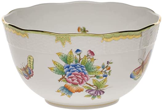 Queen Victoria Round Bowl-Green Border