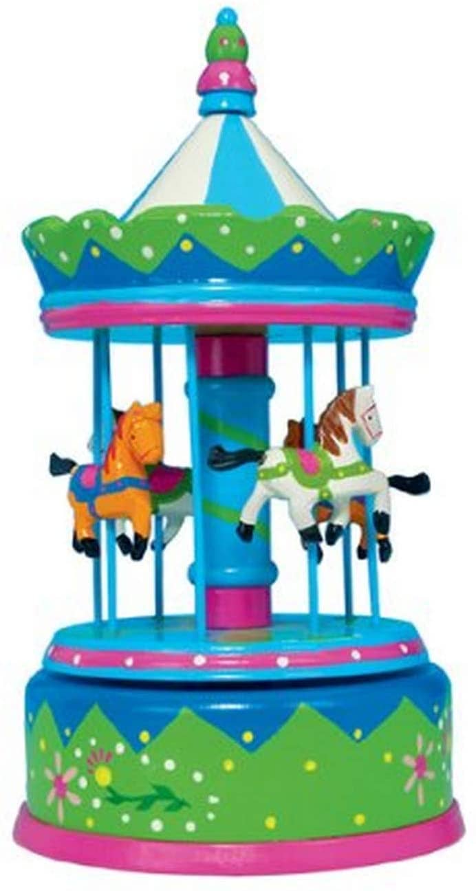 Pink, Blue, & Green Grand Wooden Carousel