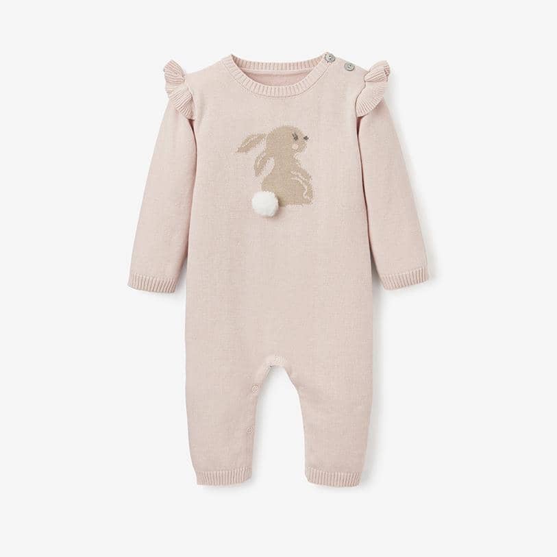 Bunny Cotton Knit Baby Jumpsuit