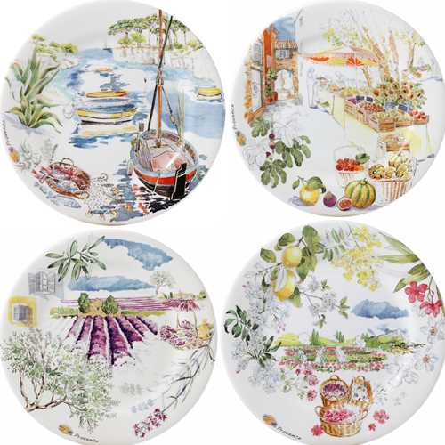 Provence Dessert Plate, Assorted Set of 4