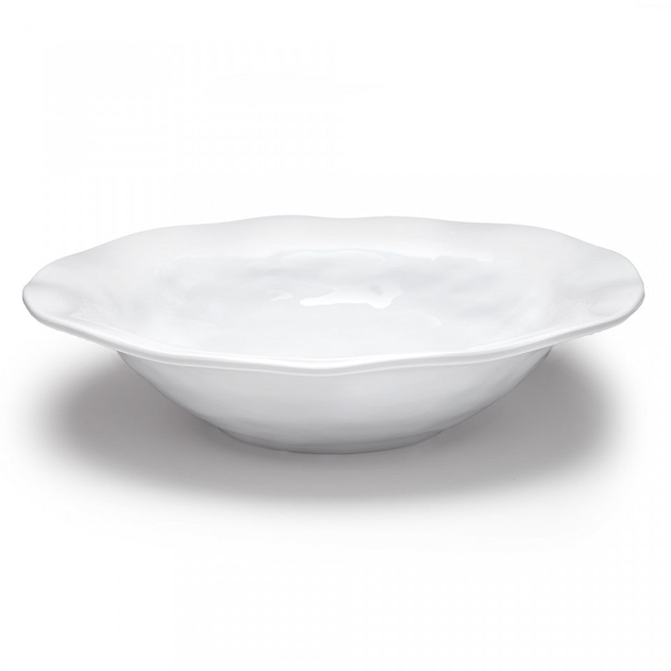 White Ruffle Round Shallow Serving Bowl