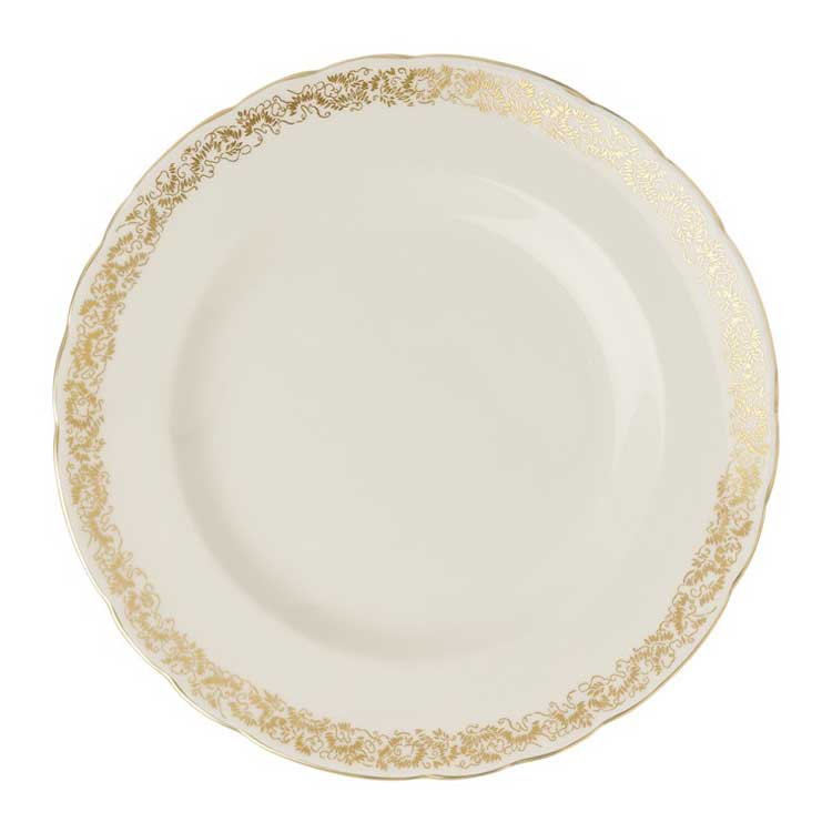 Gold Aves Narrow Border Band Dessert Plate