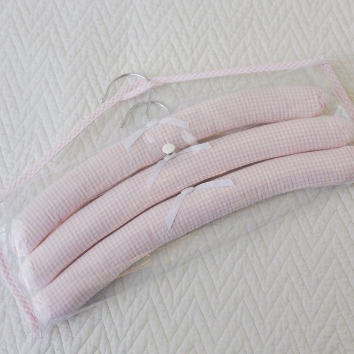 Set of 3 Pink Gingham Hangers