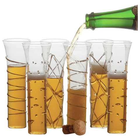 Champagne Glasses Gold Set Of 6