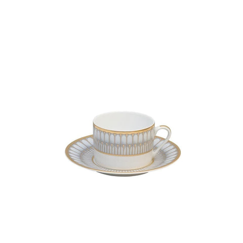 Arcades Grey & Gold Tea Cup and Saucer