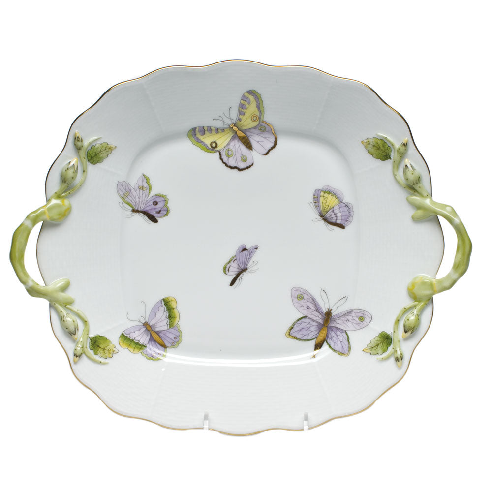 Royal Garden Square Cake Plate with Handles