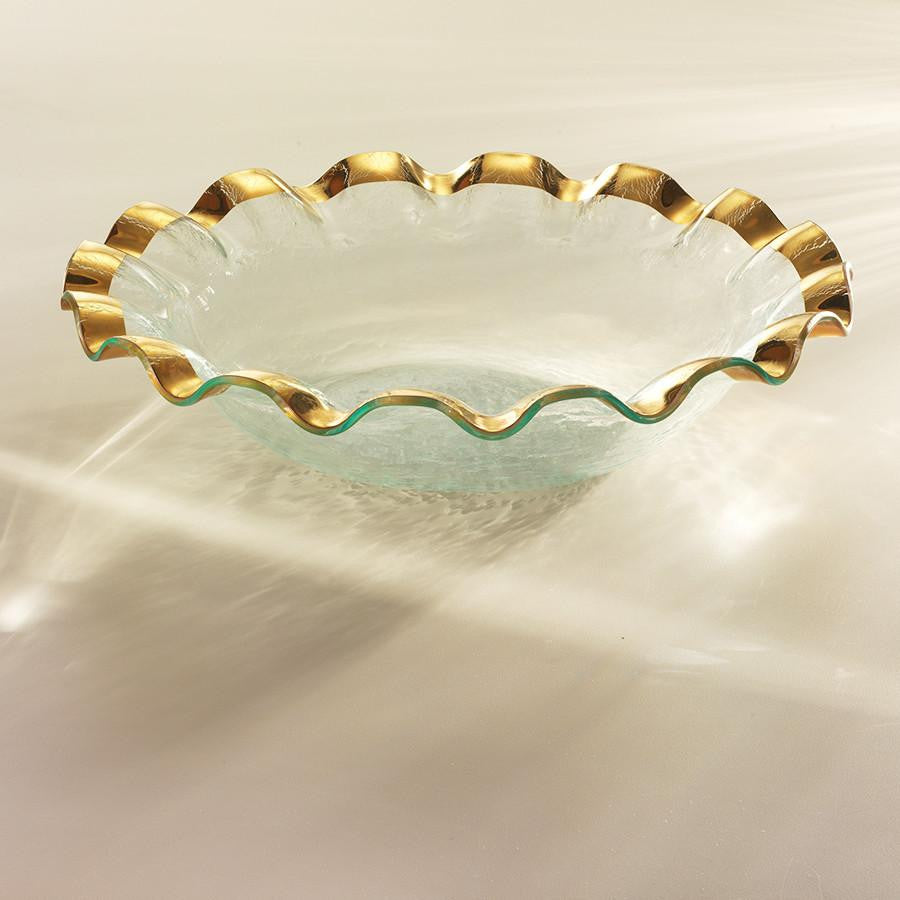 Ruffle Gold Large Salad Bowl