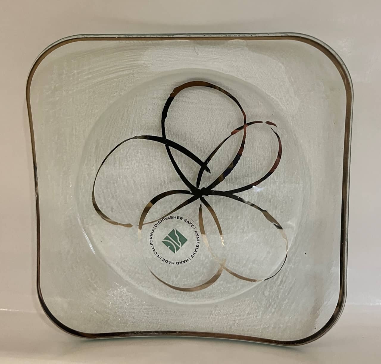 Platinum Flower Square Salad Plate