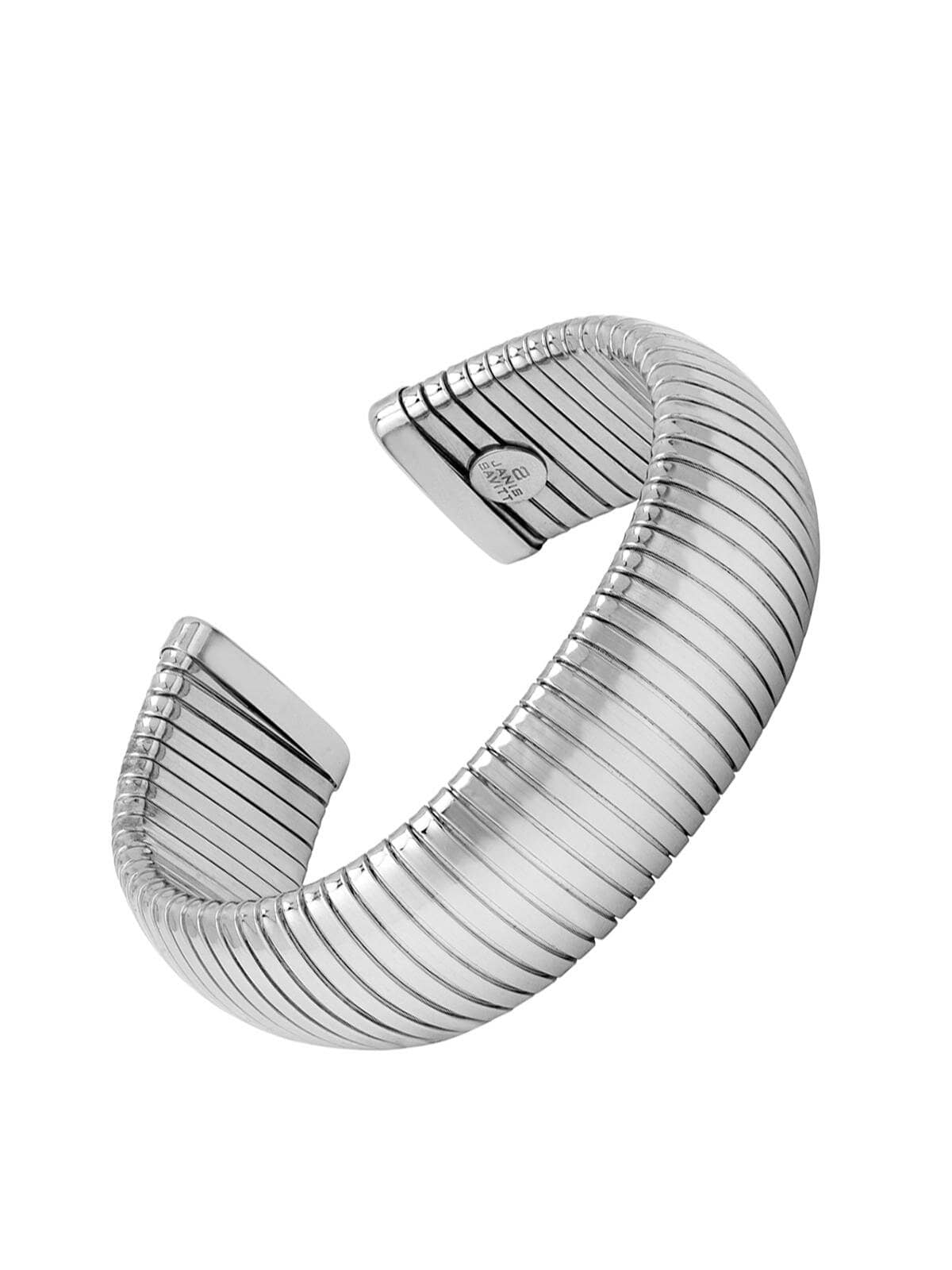 Large Rhodium Plated Cobra Cuff Bracelet