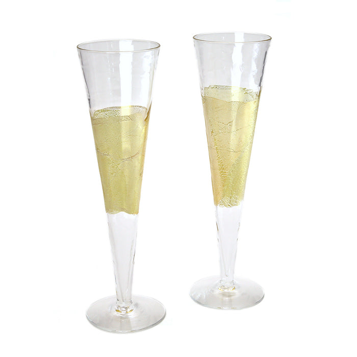 Gold Flake Champagne Flute