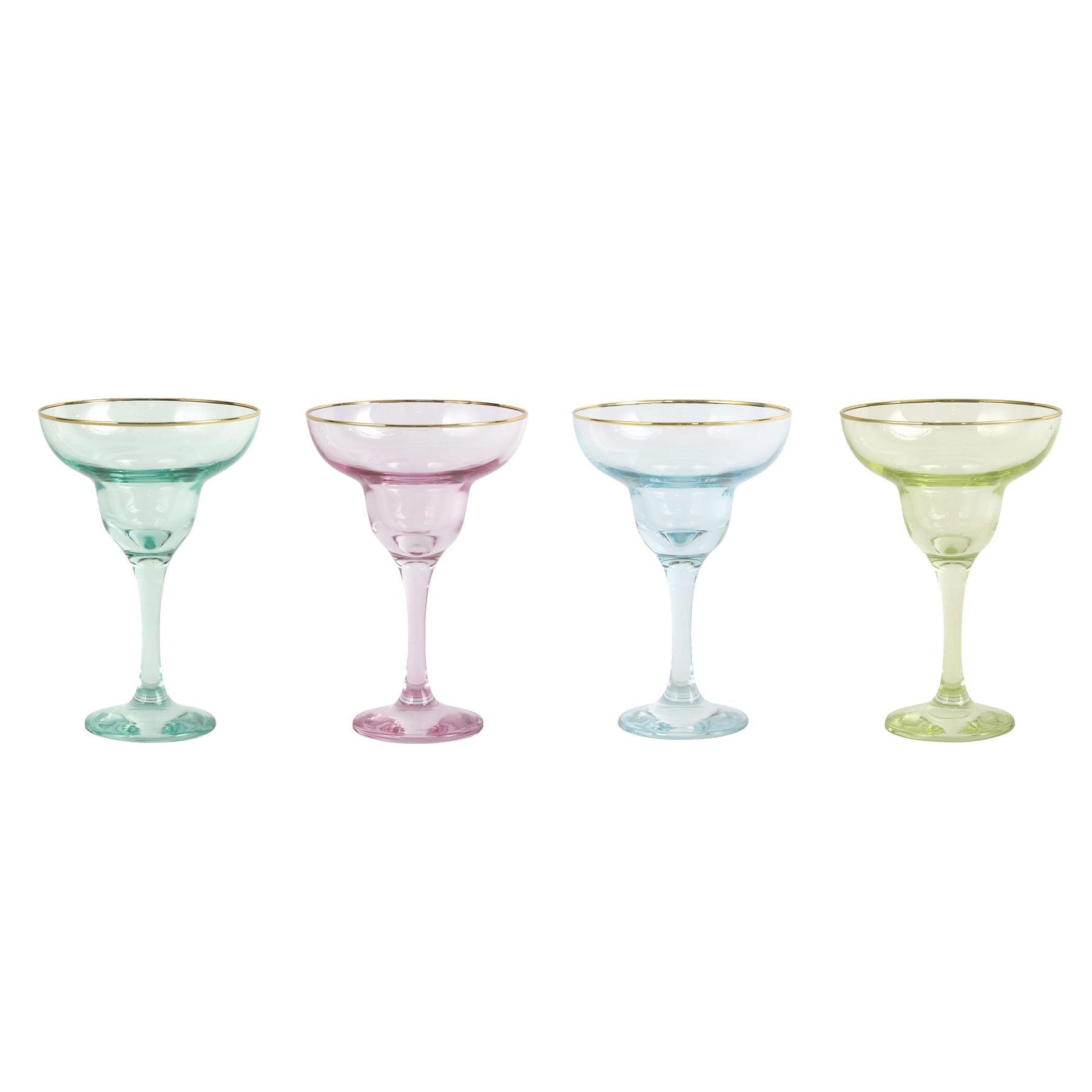 Rainbow Assorted Margarita Glasses-Set of Four