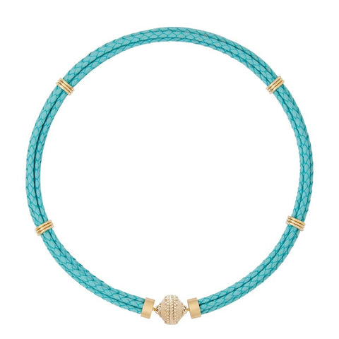 Aspen Leather Braided Robins Egg Blue Necklace