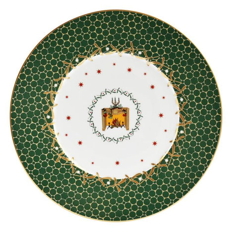 Noel Salad Plate-Green Fireplace