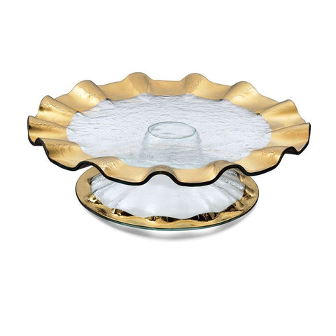 Ruffle Gold Cake Stand