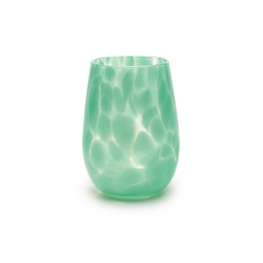 Saban Glass Stemless Fritsy Wine - Jade Green