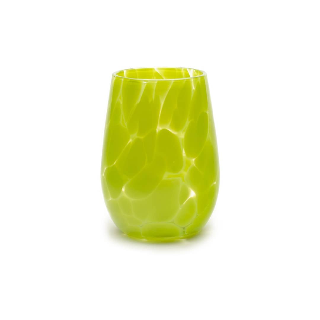 Saban Glass Stemless Fritsy Wine - Apple Green