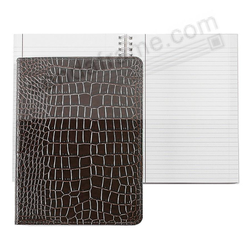 Brown Crocodile Leather Spiral Journal