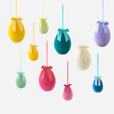 Large Flocked Assorted Hanging Egg Display