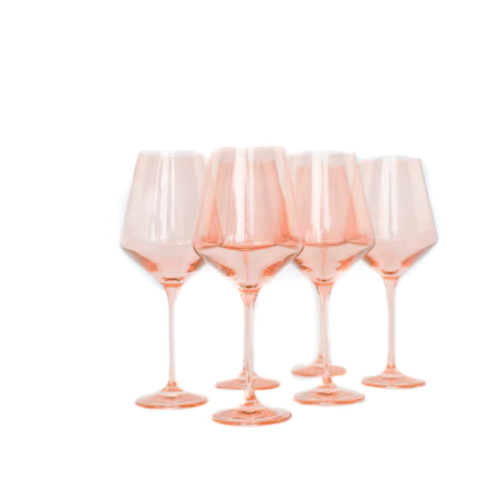 Blush Pink Stemmed Set of 6