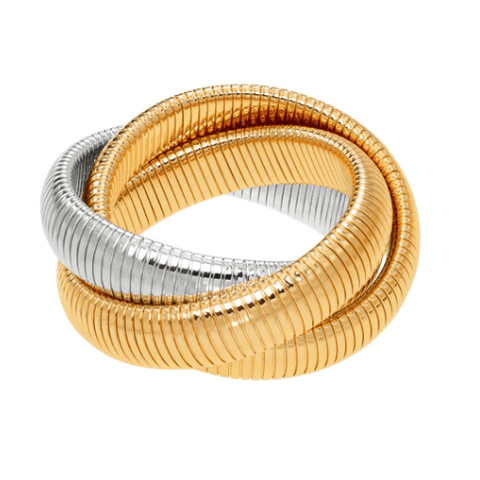 Gold and Rhodium Triple Cobra Bracelet