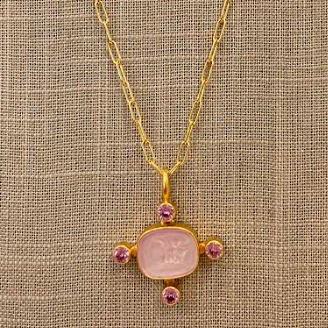 Guardian Angel Intaglio Necklace - Blush