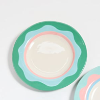 Wavy Green Dessert Plate