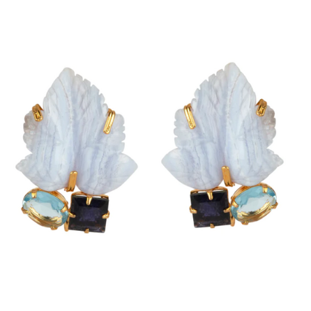 Blue Lace Leaf Studs