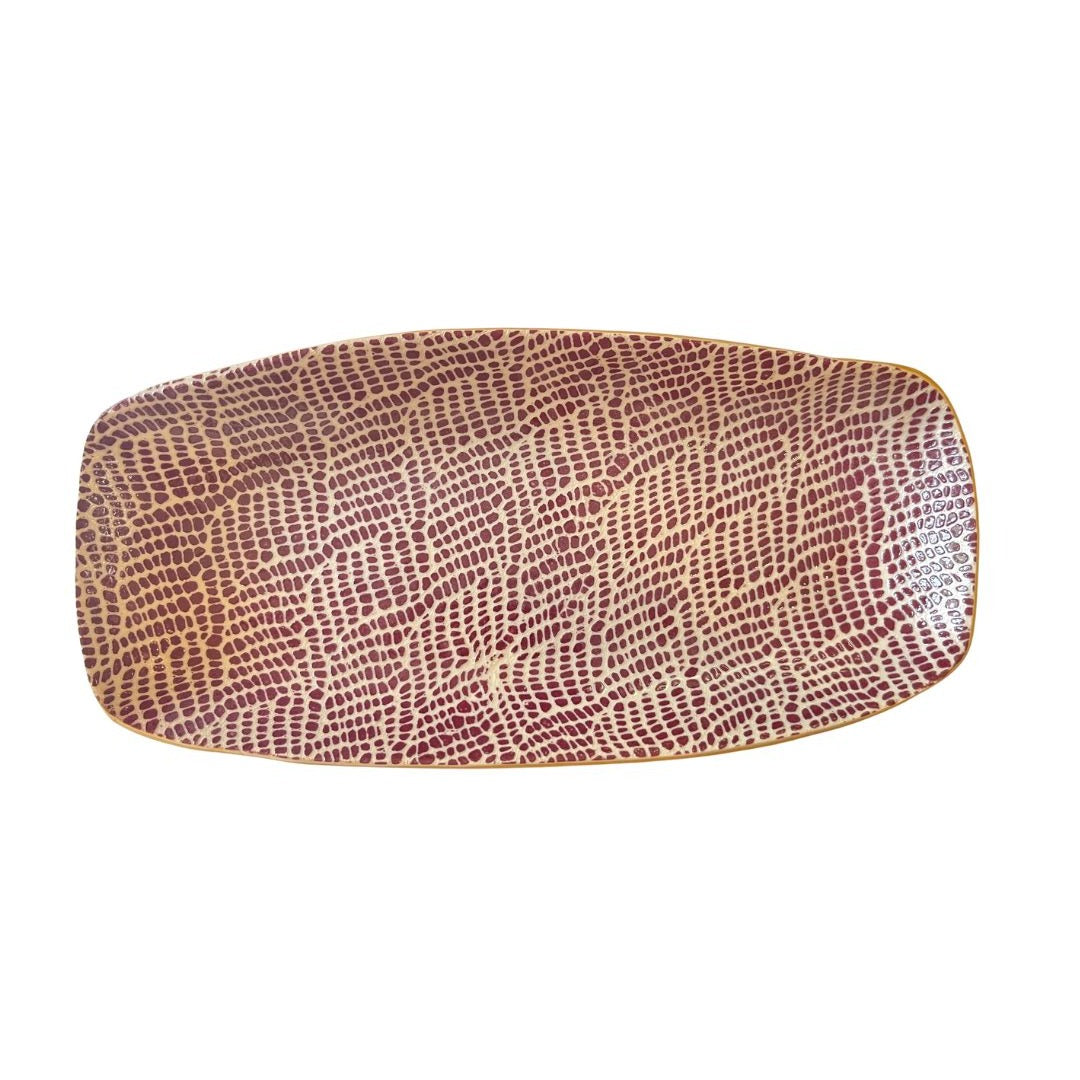 Small Oblong Bowl in Braid Bordeaux