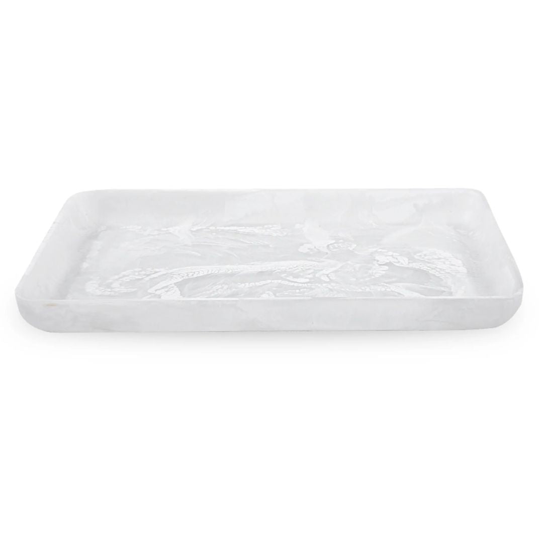 White Swirl Large Rectangle Tray