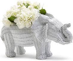 Faux Wicker White Elephant Cachepot