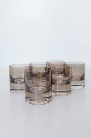 Gray Smoke Rocks Glasses Set of 6