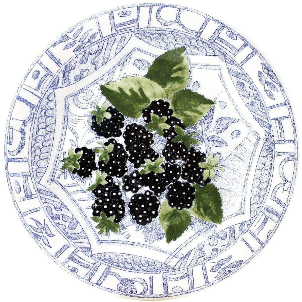 Oiseau Blue Dessert Plate Blackberry