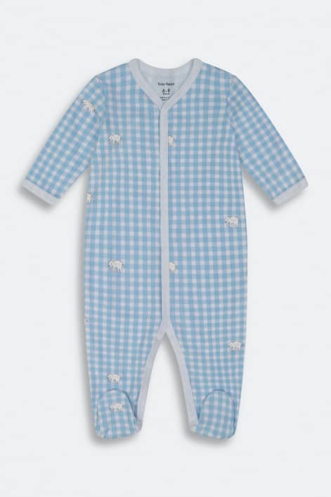 Infant Blue Hathi Gingham Footie