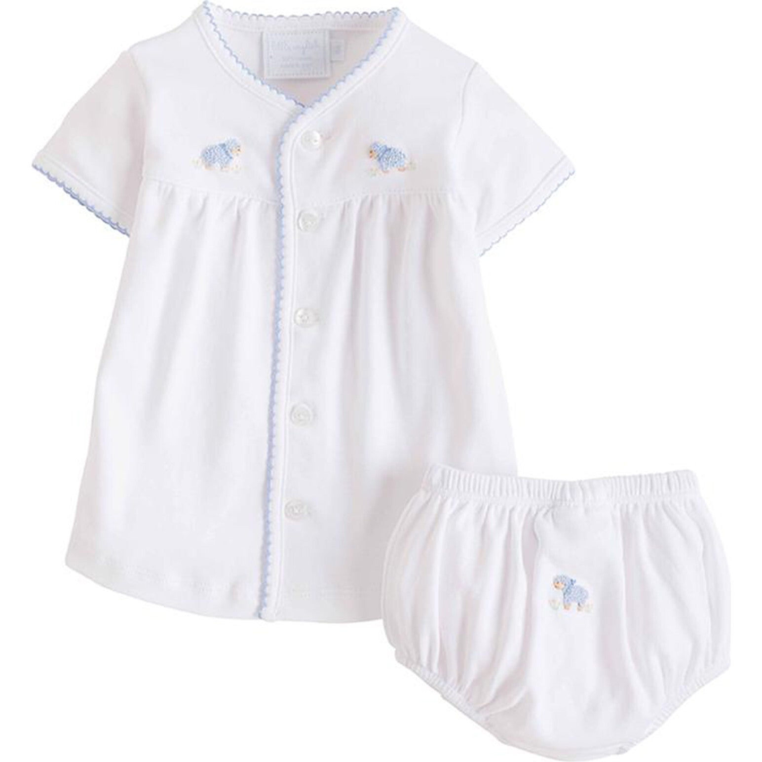 Pinpoint Layette Knit Set - Blue Sheep