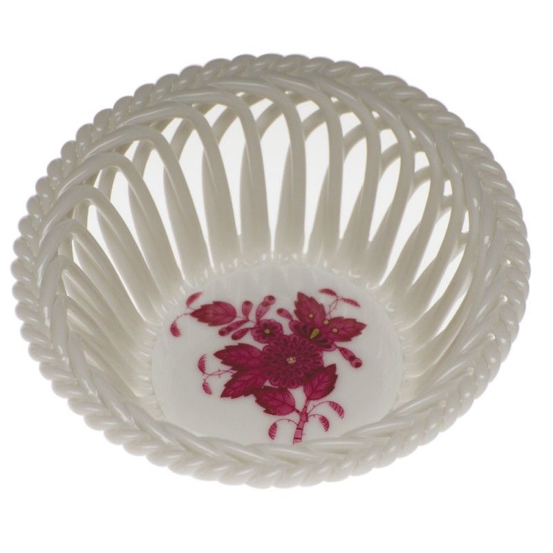 Chinese Bouquet Openwork Basket- Raspberry