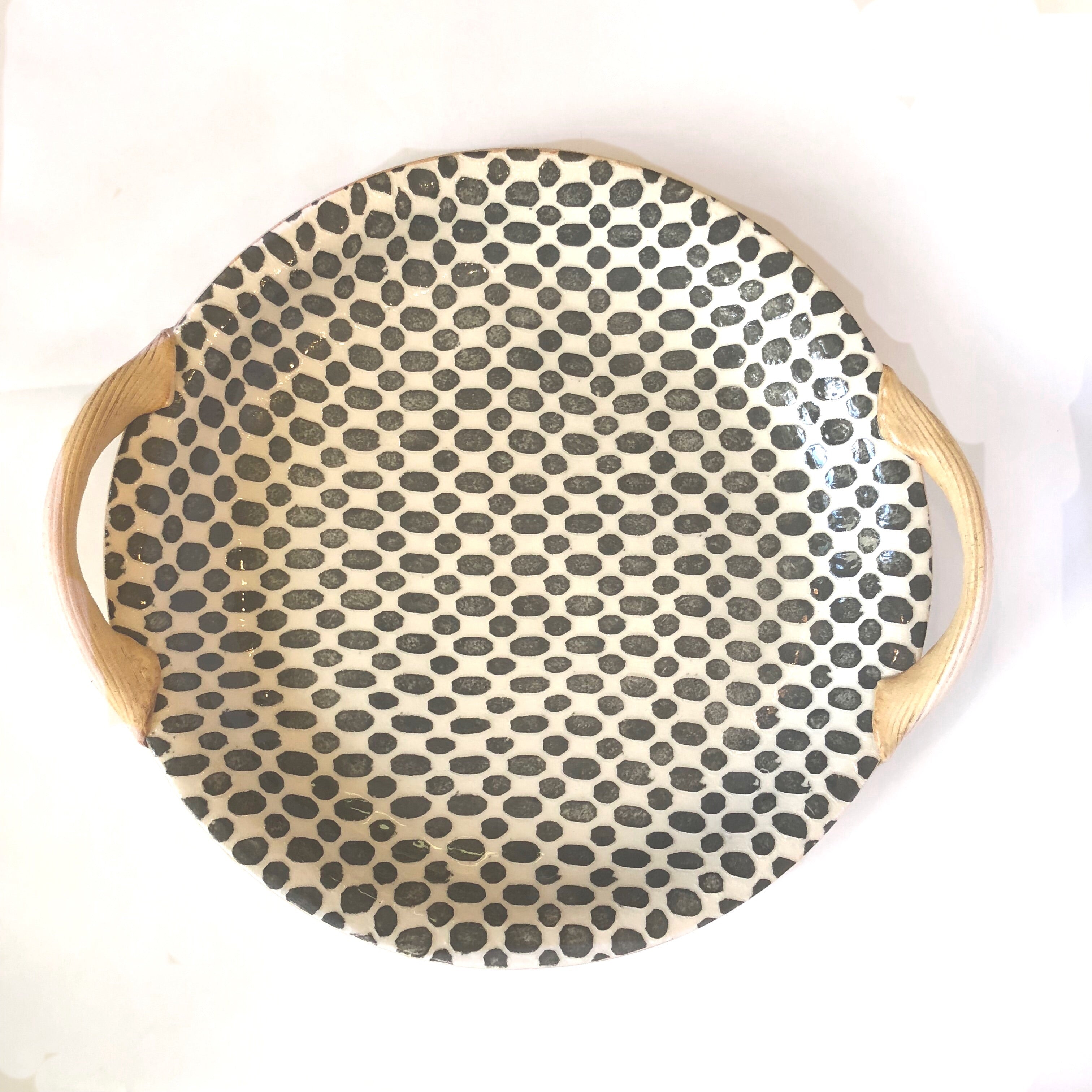 Charcoal Dot 13” Round Tray