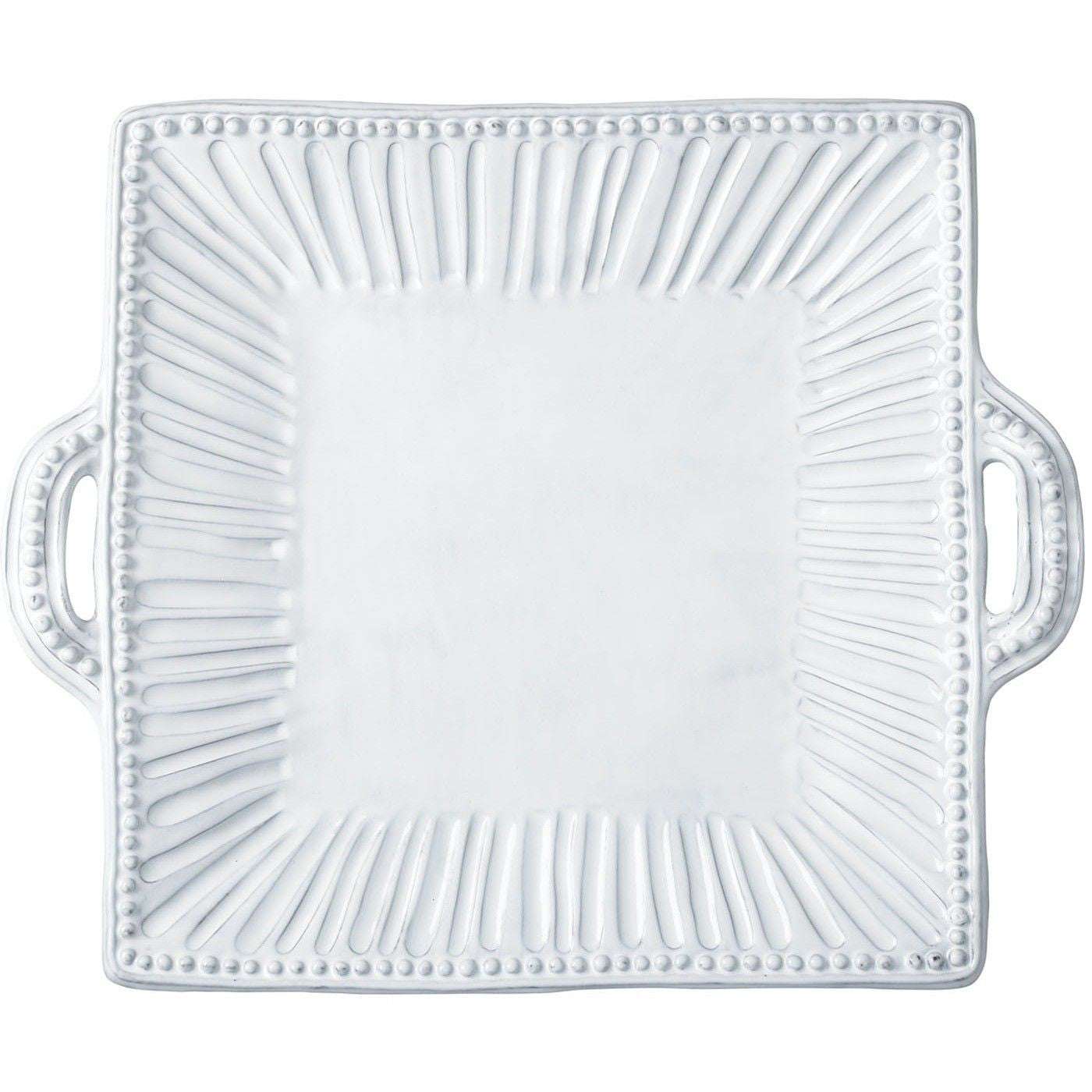 Incanto White Stripe Square Handled Platter