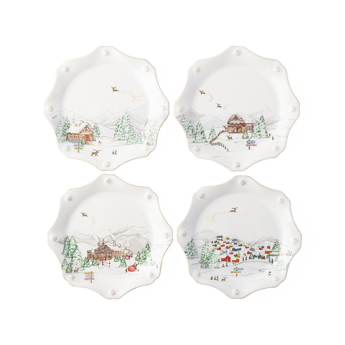 Berry & Thread North Pole Scalloped Dessert Plates-Set of 4