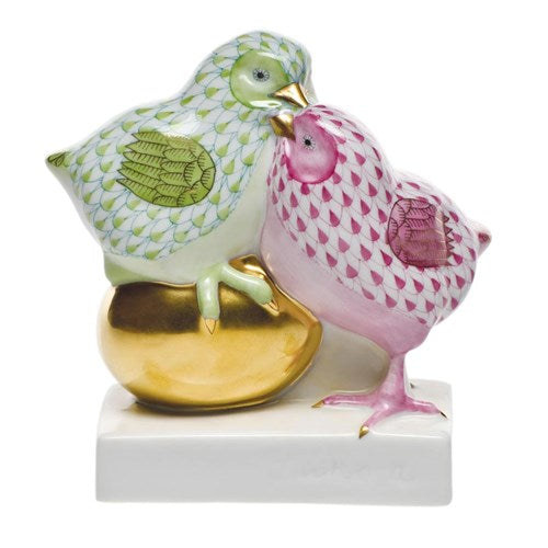 Pair of Chicks on a Golden Egg