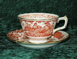 Red Aves Coffee Cup and Saucer